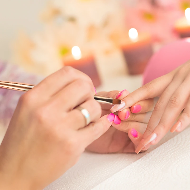 Nail Supplies Bulk Super Fine Art Brush Metal Rose Gold Handle Round/Square/Oval/Universal Fan Liner Flowers