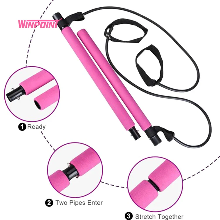WINPOINT FITNESS hot Popular sleeve latex tube resistance band with bar for Body Fitness Squat