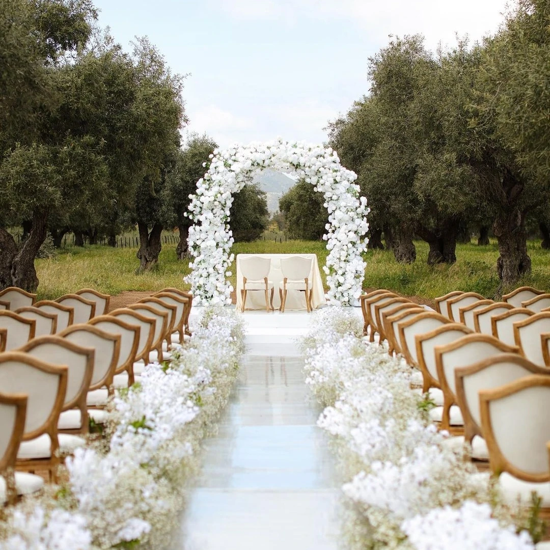 Photography Props Silk Flower White Hydrangea Artificial Rose Flower Wedding Garden Entrance Arch Designs Outdoor for Ceremony