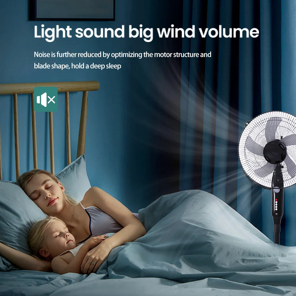 Hot High Quality Motor Eco Energy Solar Rechargeable 15W Built-In LED Lighting 3 Speed Solar 3-in-1 Floor Fan