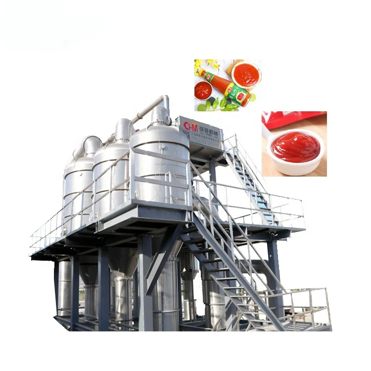 Industrial high efficient vacuum chiller jam concentrator forced falling rising film evaporator