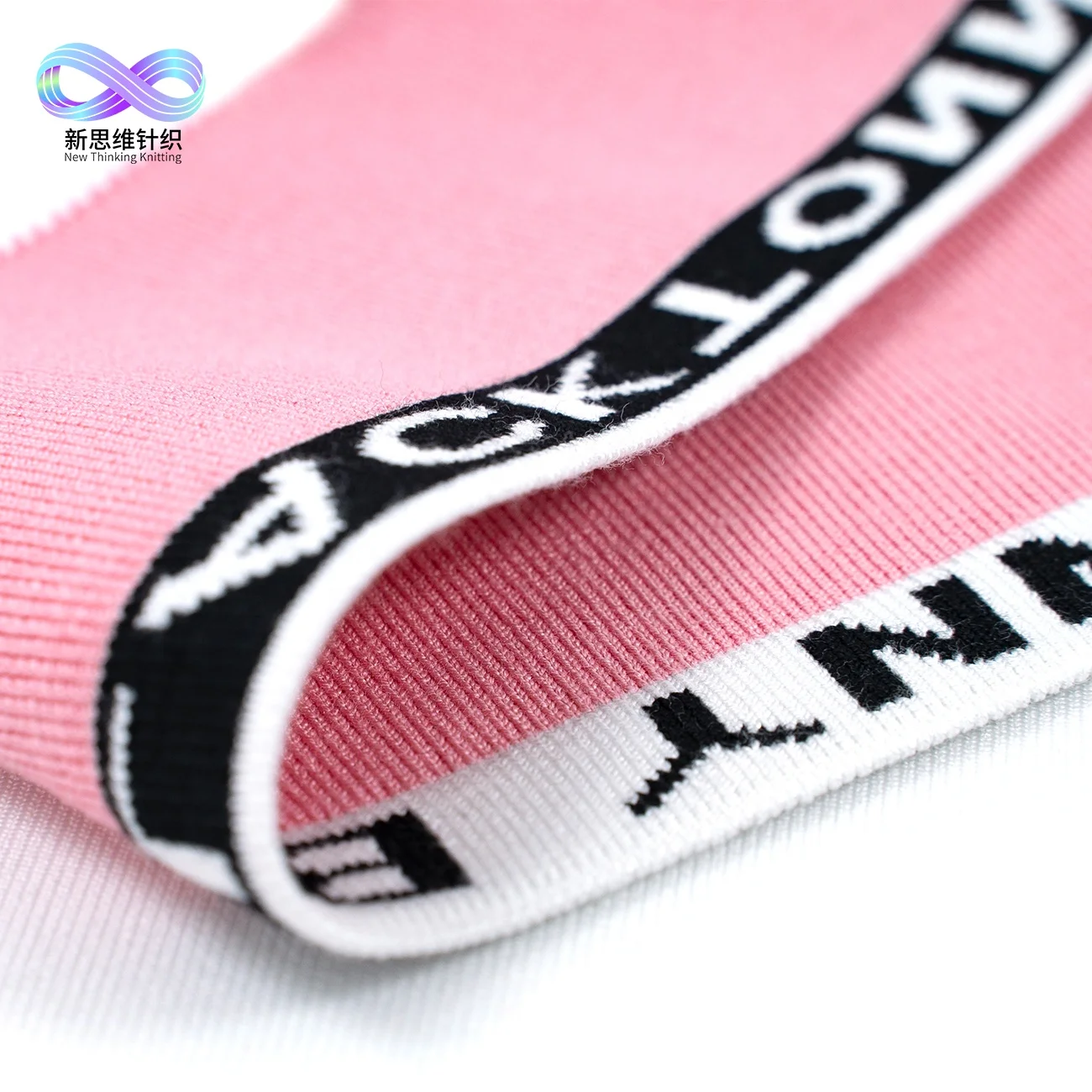 Manufacturer manufactures customized logos and colors for flat 1x1 rib hem fabric