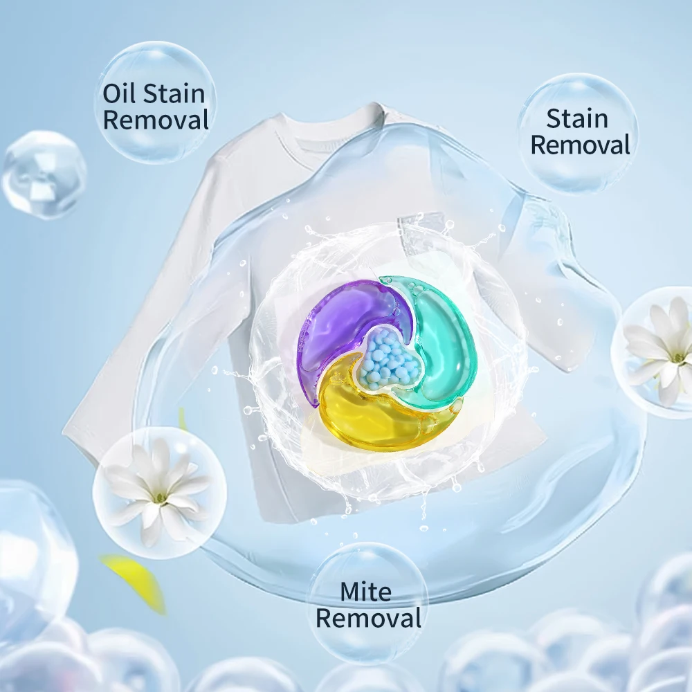 Hypoallergenic Organic Laundry Pods Long Lasting Fragrance Fabric Softener Concentrated Liquid Laundry Detergent Capsules