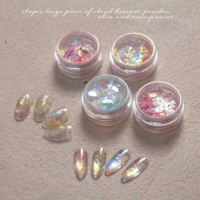 Ice Crystal Opal Sequins Nails Flakes Aurora Chameleon Pigment Chrome Glitter Powder