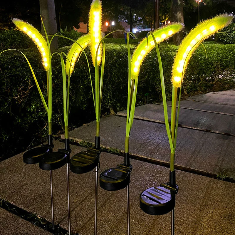 Factory Hot Sale Waterproof Solar Yard Garden Lawn Decoration Lamp Led Reed Ground Plug Light