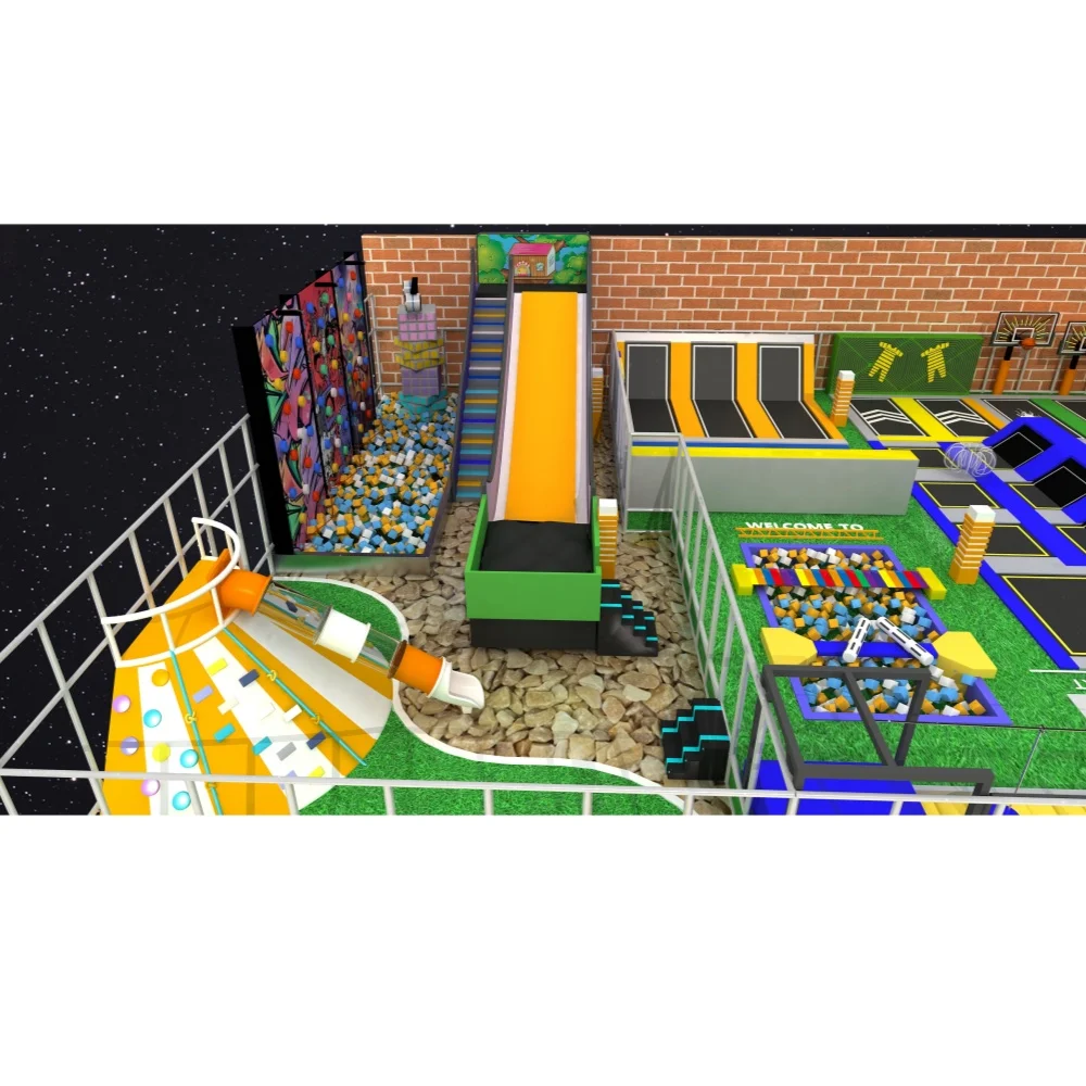 Daycare Indoor Kids Playground Equipment Soft Play Equipment Children Tube Slide And Trampoline For Sale