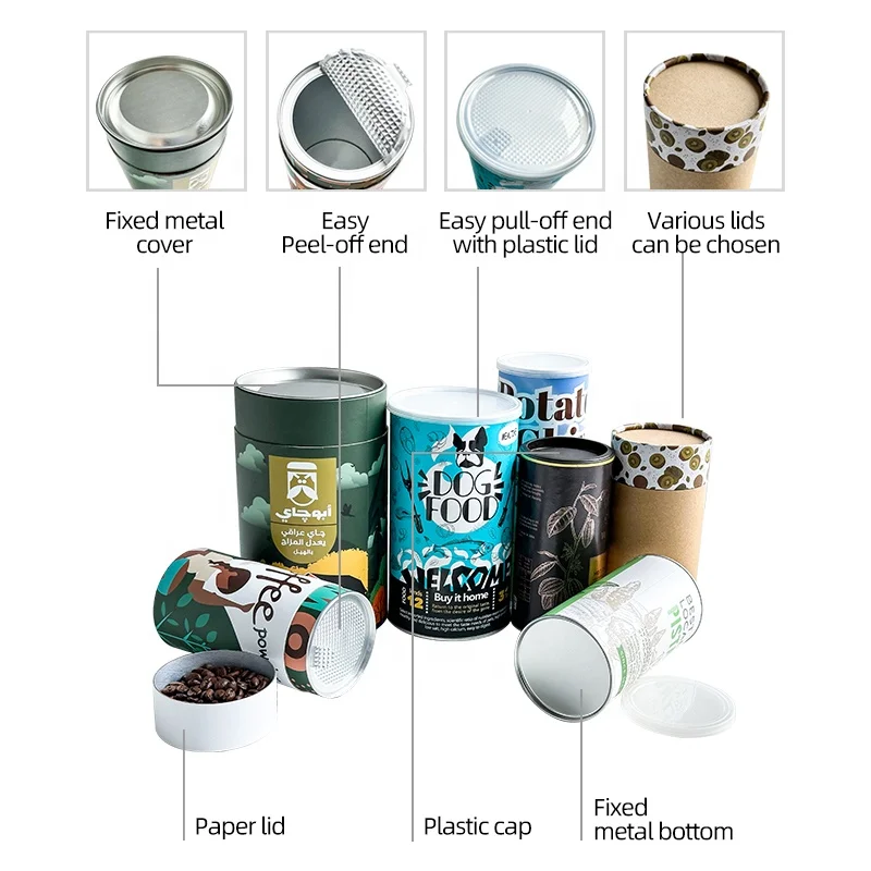 Food Grade Paper Can Packing Customized Paper Tube For Nuts Snacks Dried Fruit Food Packaging Can Peanut Cylinder Packaging Box
