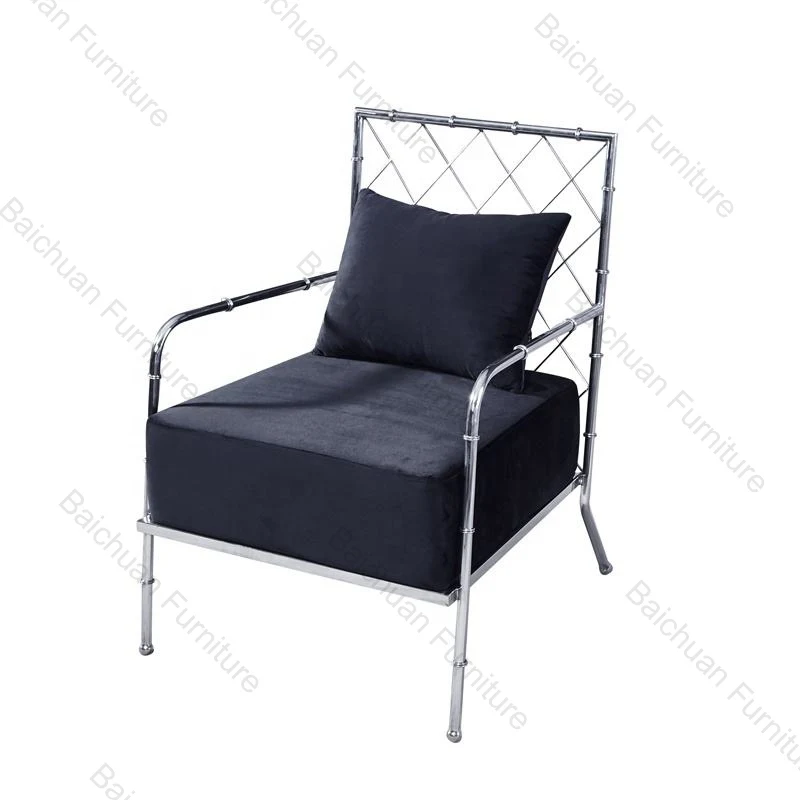 2024 modern living room furniture single sofa club chair with velvet seat and stainless steel  legs sofa chair