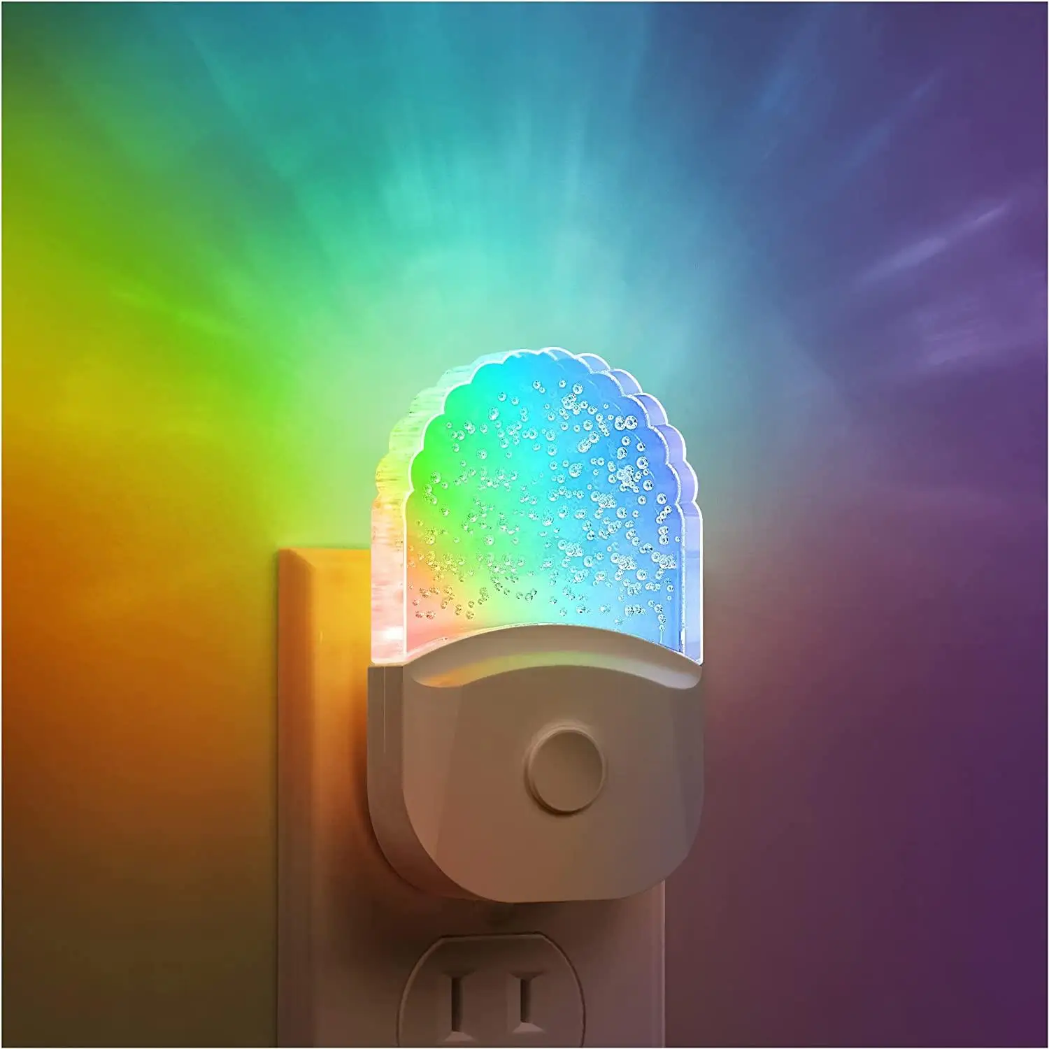 LOHAS 7 Colors RGB Acrylic Design Press to Switch Light Sensor Dusk to Dawn LED Night Light for Kids Bedroom