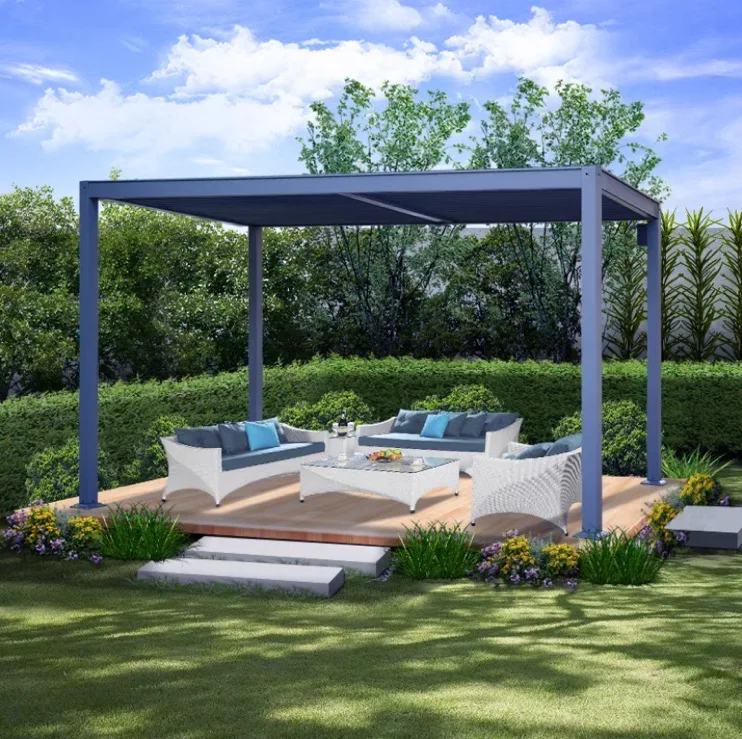 All-Weather Snow Resistance Louvered Motorized Aluminum Roof Systems Waterproof Pergola