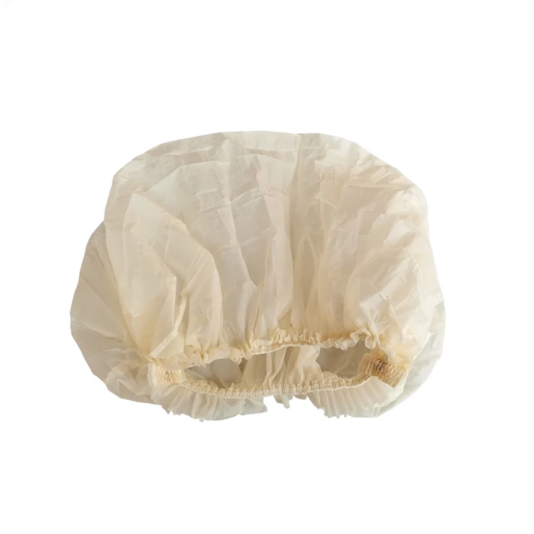 Custom logo printed Eco friendly hotel home plastic disposable corn starch biodegradable PLA PBAT waterproof shower cap