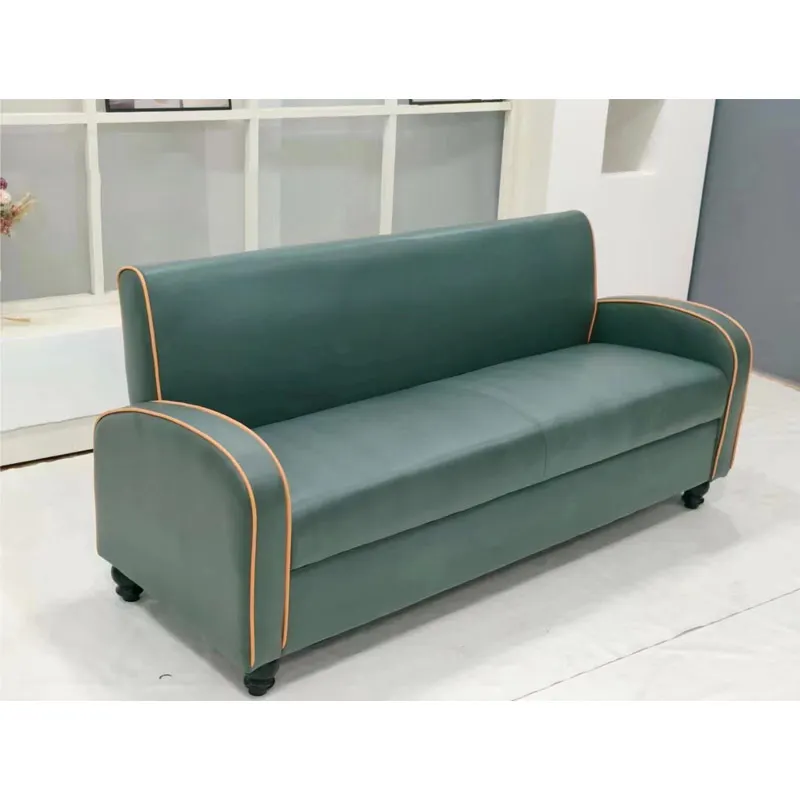 Leather surface material 1.7 meters length sofa cum bed orange high repurchasing rate comfortable backrest quality assurance