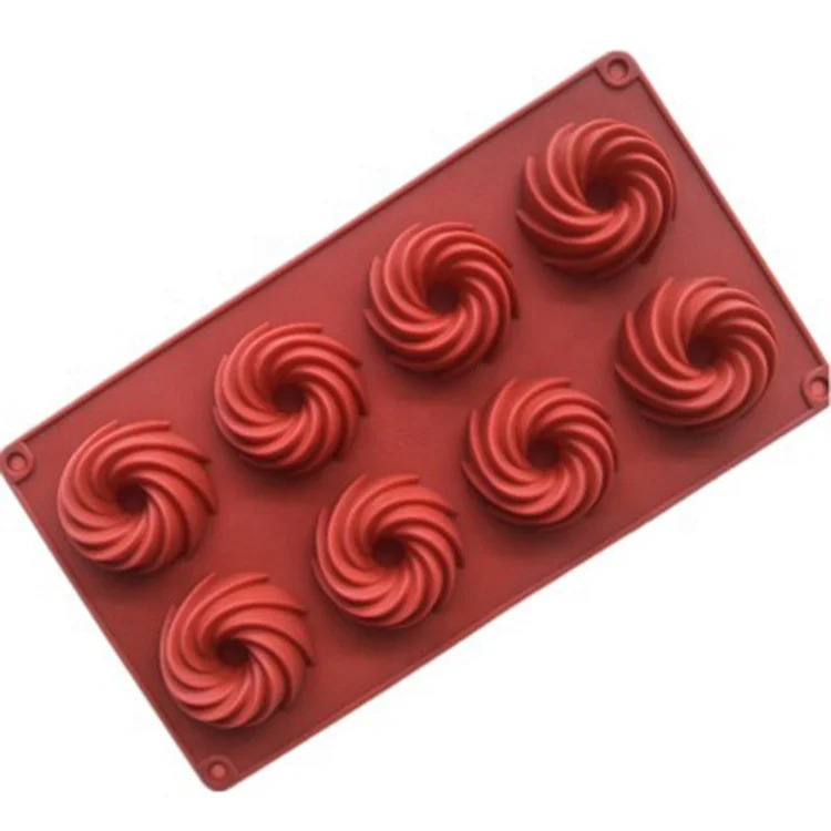 8 Cavities Cyclone spiral Silicone Molds for Microwave Cake