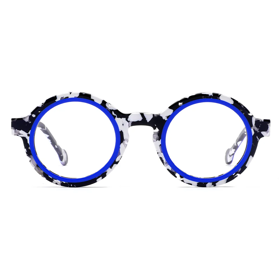 Trendy Stylish Men Ladies Women Round Eyewear Frames Lamination Pure Acetate Eyewear Glasses Optical Frames