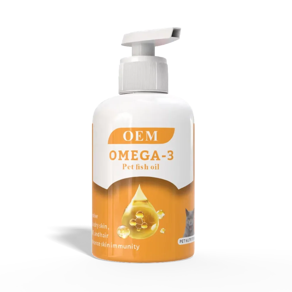 OEM 250ml Natural Liquid Omega 3 Pet Salmon Fish Oil Bulk Human Grade Pure Wild Alaskan Salmon Oil for Dogs and Cats