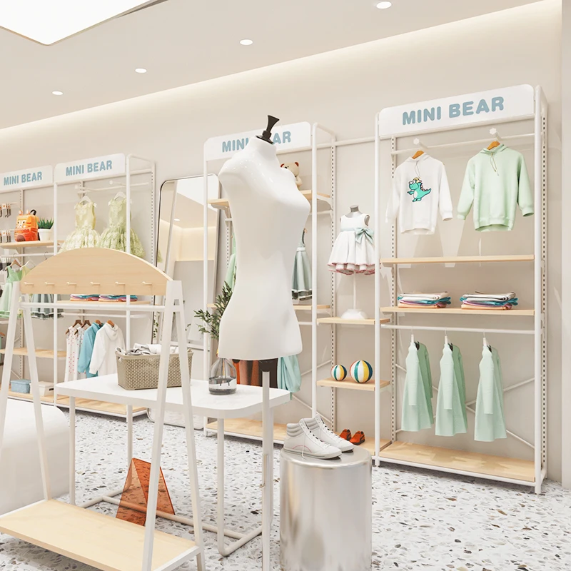 Meicheng Retail Garments Shop Furniture Clothes Shop Stand Metal Baby Clothing Display Rack For Retail