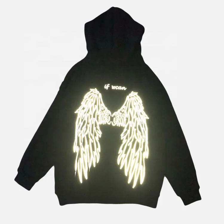Finch Garment Custom Reflective Drawstring Hoodie Pullover Wing Printing 3m Reflective Hoodies