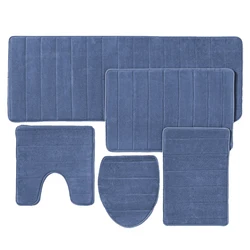 FMT Cheap Washable Anti Slip Shower Non Slip 5 Pcs Memory Foam Bathroom Mats Bath Rug
