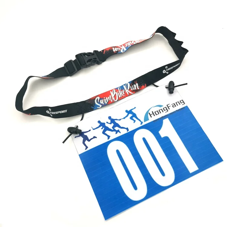Triathlon Sport Race Bibs Belt Custom Logo Race Number Belt Elastic Running Race Belt Triathlon with Brand Logo