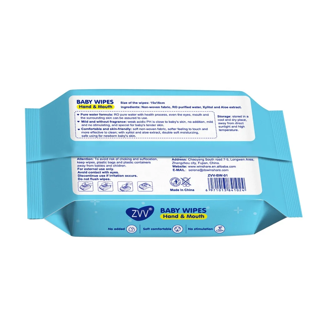 ZVV Baby wipes  cleaning baby hand and mouth use soft for skin disposable cleaning high quality pure water wipes baby