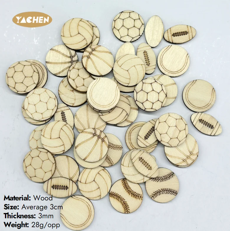 YACHEN New Style Confetti Natural Wood Color Wooden Pieces Party Decoration Wooden Ball Sports Events Confetti