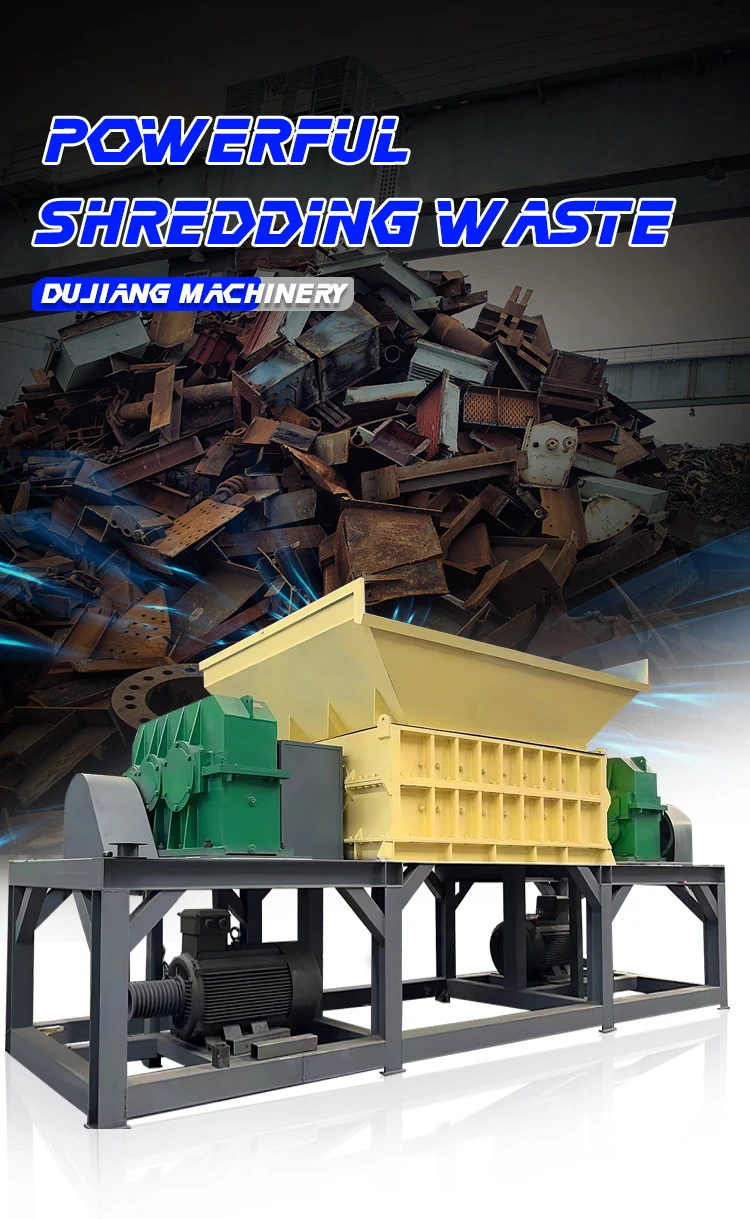 Heavy duty steel waste crumb rubber tyre shredder recyle machinery
