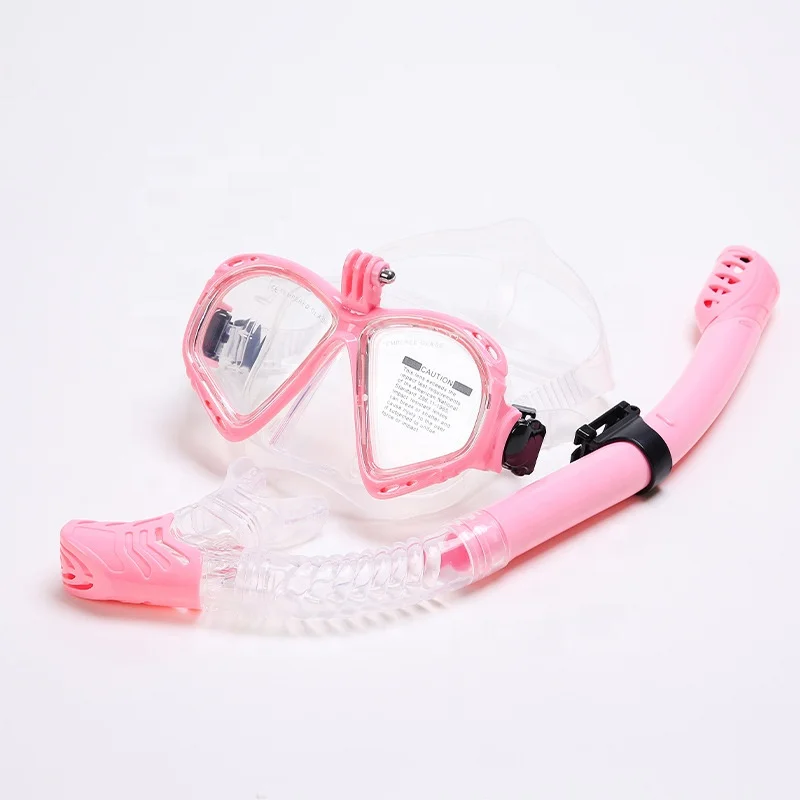 Anti fog silicone diving equipment tempered glass full face diving mask scuba diving mask and tube set with camera stand