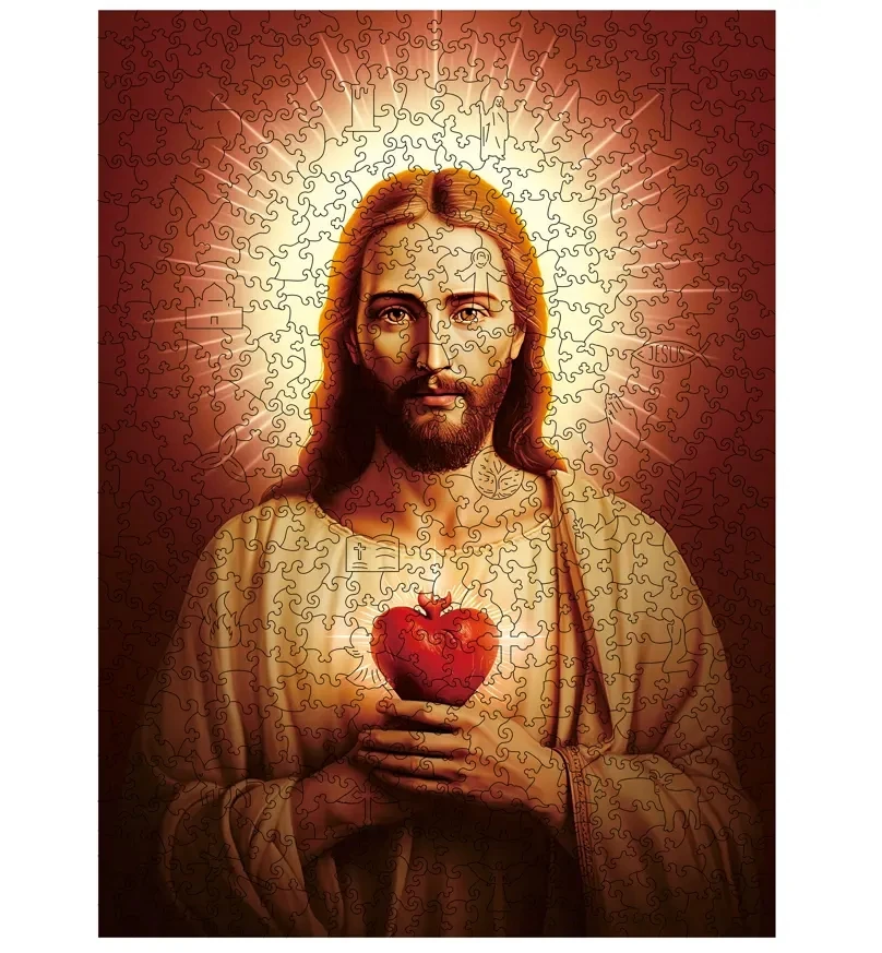 2023 New High Quality Heart Of  Jesus DIY Wooden Puzzle Customized For Adults & Kids 3D Jigsaw Puzzle