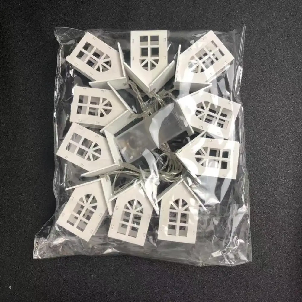 2M 10 LED Garland Wood House String Light Christmas Wedding Party Decoration Lights String