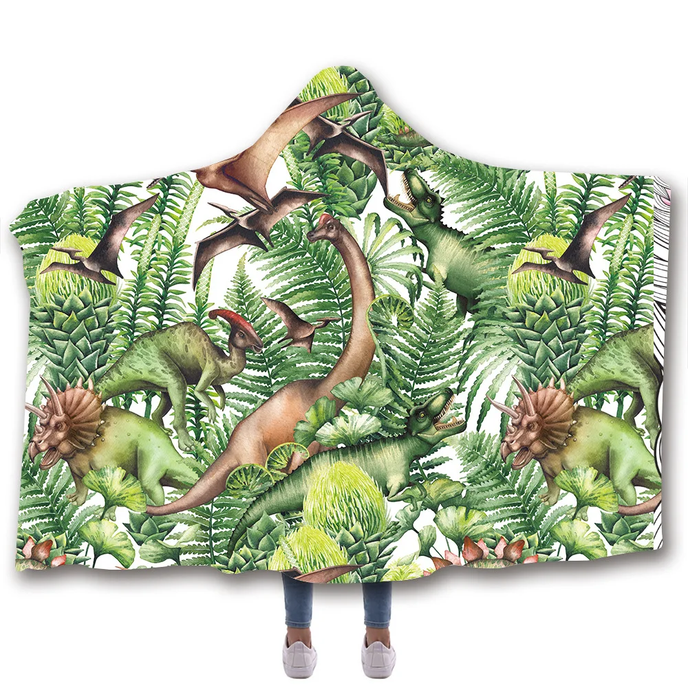 Hot Sale Lamb Nap Blanket Winter Hooded Blanket Cloak Thickened Double Plush 3D Digital Printed Blanket