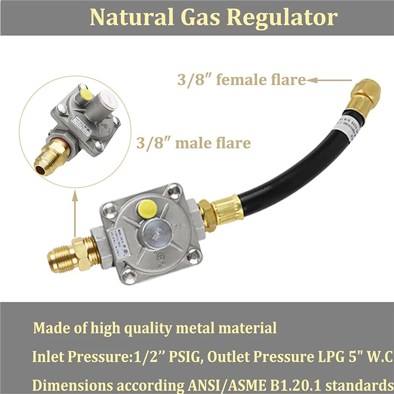 Natural Gas Conversion Kit with 10FT Propane Hose and Regulator Compatible with Kitchen-aid Propane Gas Grill Conversion