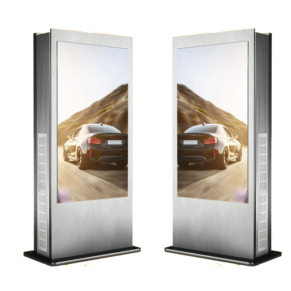 75 inch IP65 waterproof outdoor Free Standing LCD Totem high brightness Kiosk outdoor video wall billboards