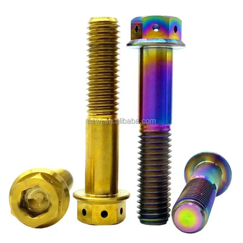 Gr2 Gr5 Hex cap titanium screws nuts and bolts Titanium Alloy Steel Anodized Serrated Flange hex nut stud anchor bolt and nut