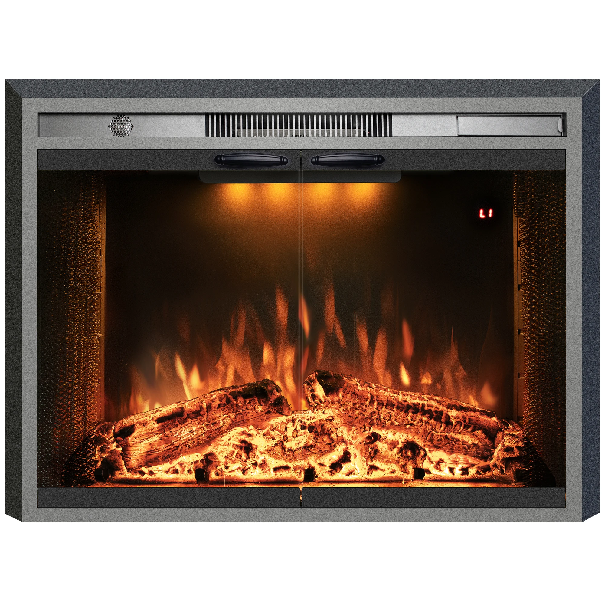 Luxstar 30 дюймов электрический камин вставки со стеклянной дверью и сетчатый экран камина электрические обогреватели с хриплостью звуки