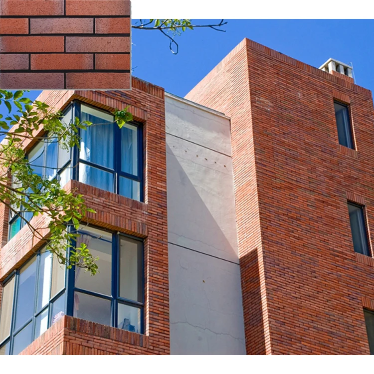 Декоративная наружная Красная Глиняная настенная кирпичная плитка облицовка обжигом внутренняя керамическая для