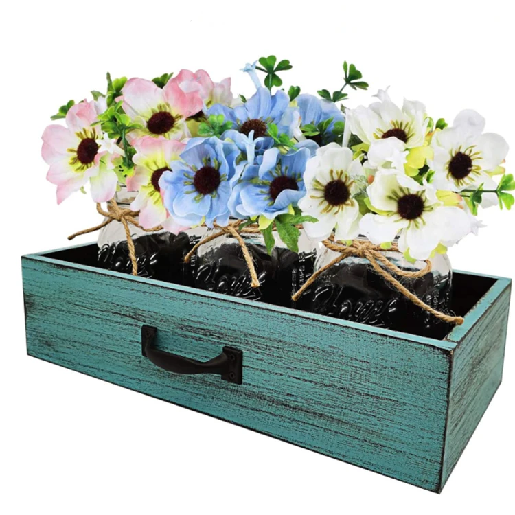 
Wholesale unfinished indoor outdoor window sill kitchen garden herb / flower antique wooden flower box 