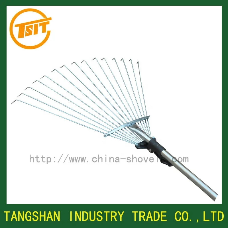 
adjustable telescopic metal garden lawn rake 