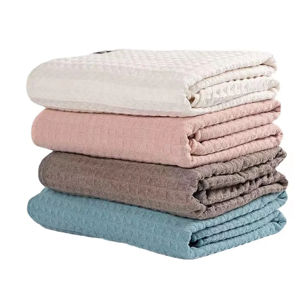 Best quality waffle weave bath towel ihram hajj and umrah bath towel sets