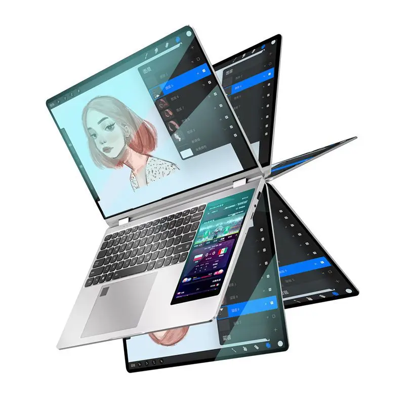 N5105 2024 популярный двухэкранный ноутбук с 15 6 дюймовым отпечатком пальца разблокируемый сенсорный экран персональный студенческий офисный деловой
