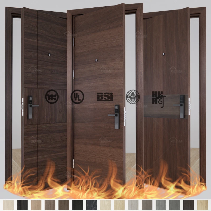 China top quality commercial hotel doors fire and soundproof hotel bedroom doors swing hinged fire rated wooden door for hotel