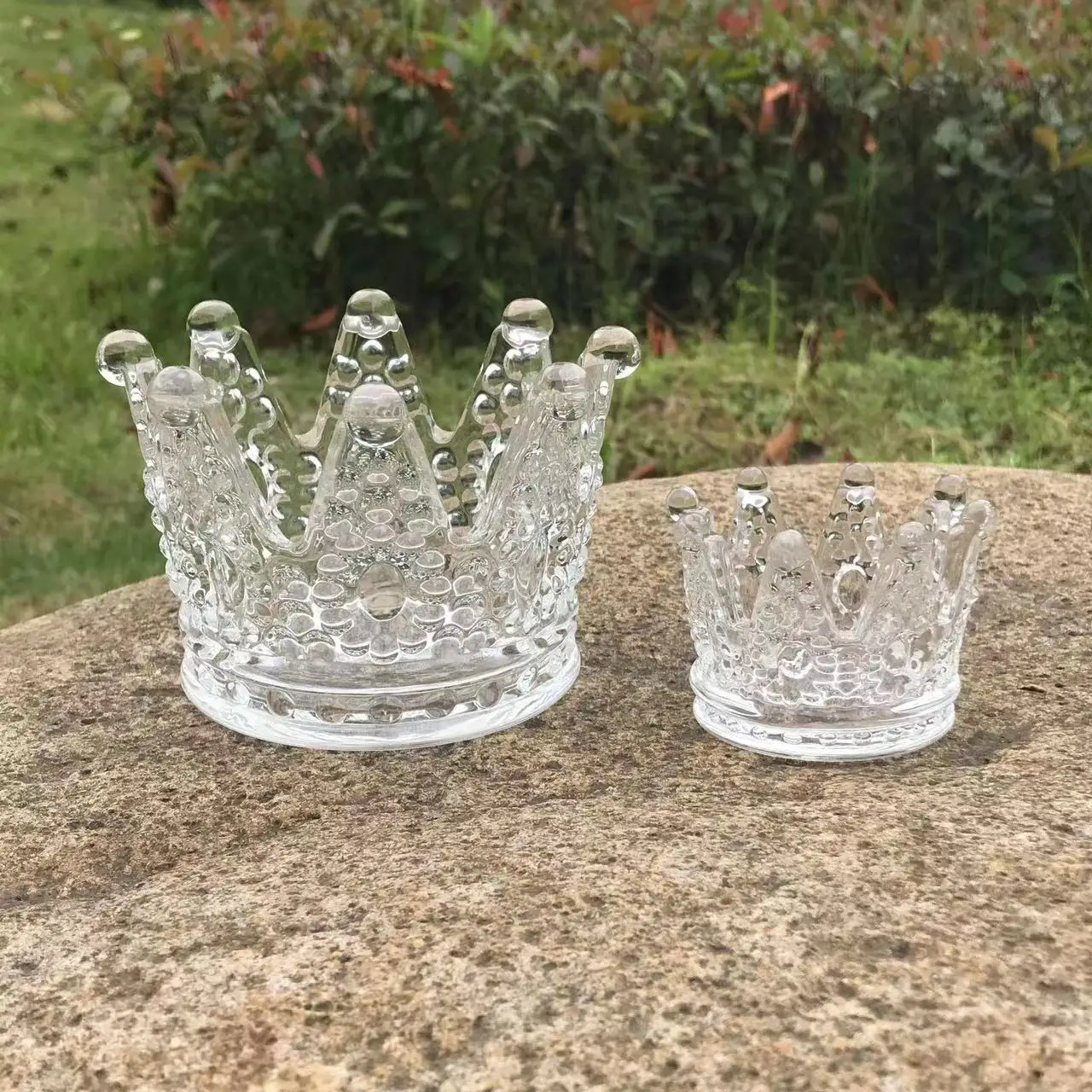 Decorative Votive Candle Stand Clear Tealight Candlestick Glass Crown Candle Holder