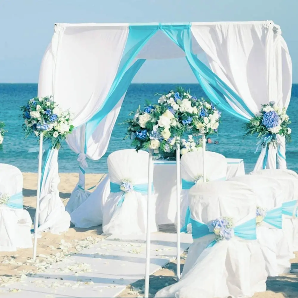 Organza Chair Sashes for Wedding Banquet Party Decoration Chair Bows Ties Chair Cover Bands Event Supplies - Turquoise