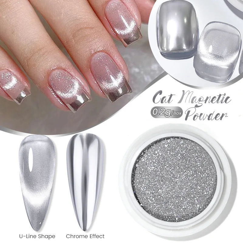 Moonlight Cat Magnetic Nail Pigment Dust Silver Magic Mirror Metallic Chrome Powder For Nail Manicure Decorations