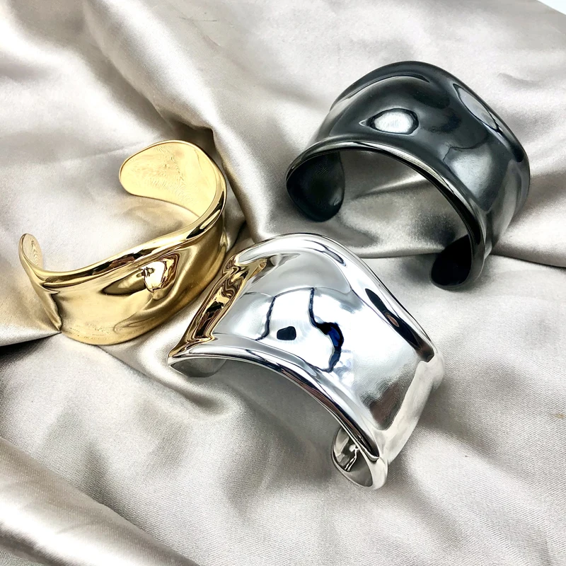 43mm Bone Cuff Irregular Bracelet Plated 18K Real Gold Women Elsa Peretti Bracelet Left Right Hand Fashion Jewelry Top Bracelet