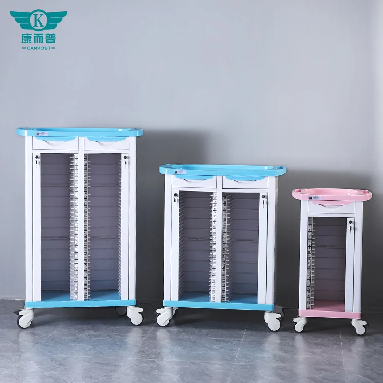 Hot Sale ABS Hospital Used History case Hospital Medical Record Trolley Cart With Lock