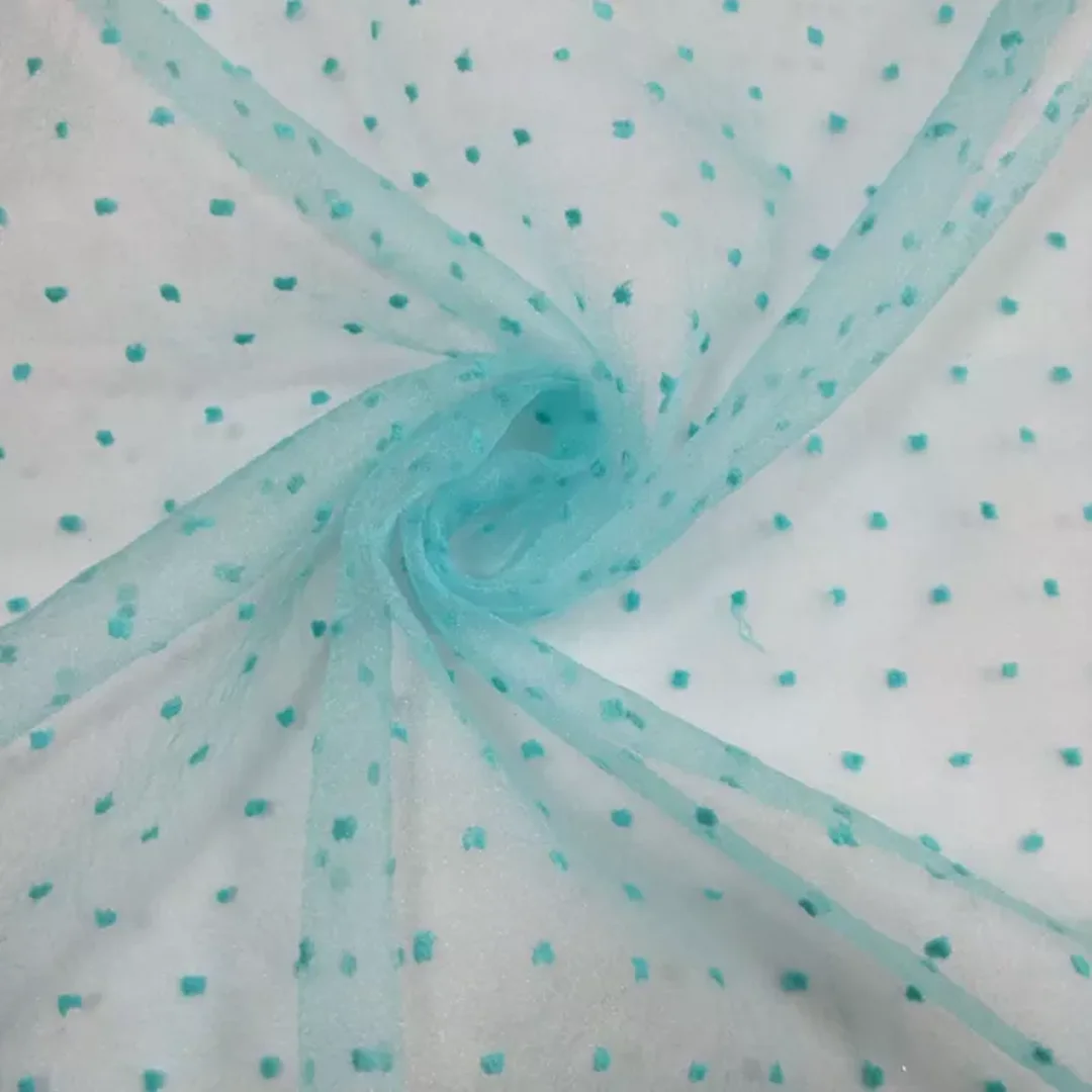 In Stock Dot Pattern Jacquard Weave Polyester Bubble Seersucker Organza for Bridal Veil