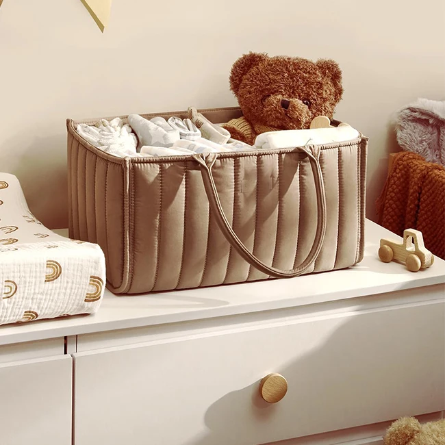 Wholesale Customized Logo Baby Diaper Caddy Basket Stylish Baby Diaper Caddy Organizer Storage Basket  for Newborn Baby
