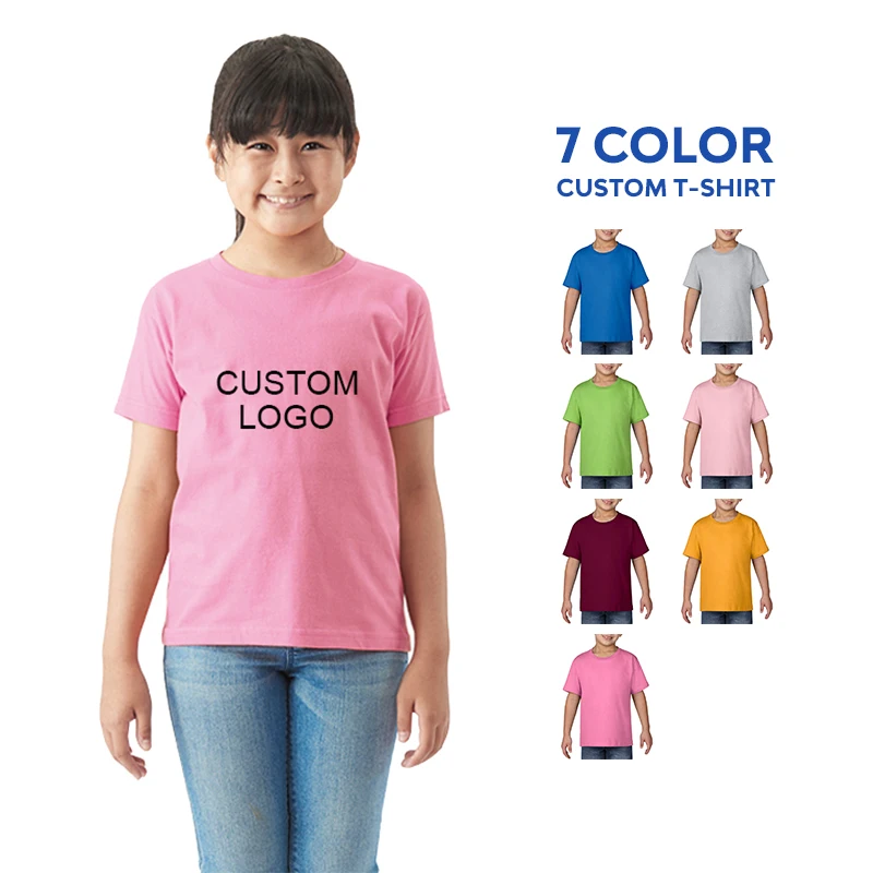 Оптовая продажа, 100% хлопок, Однотонная футболка без рисунка с круглым вырезом и короткими рукавами, повседневные Простые футболки для мальчиков, футболки с принтом на заказ