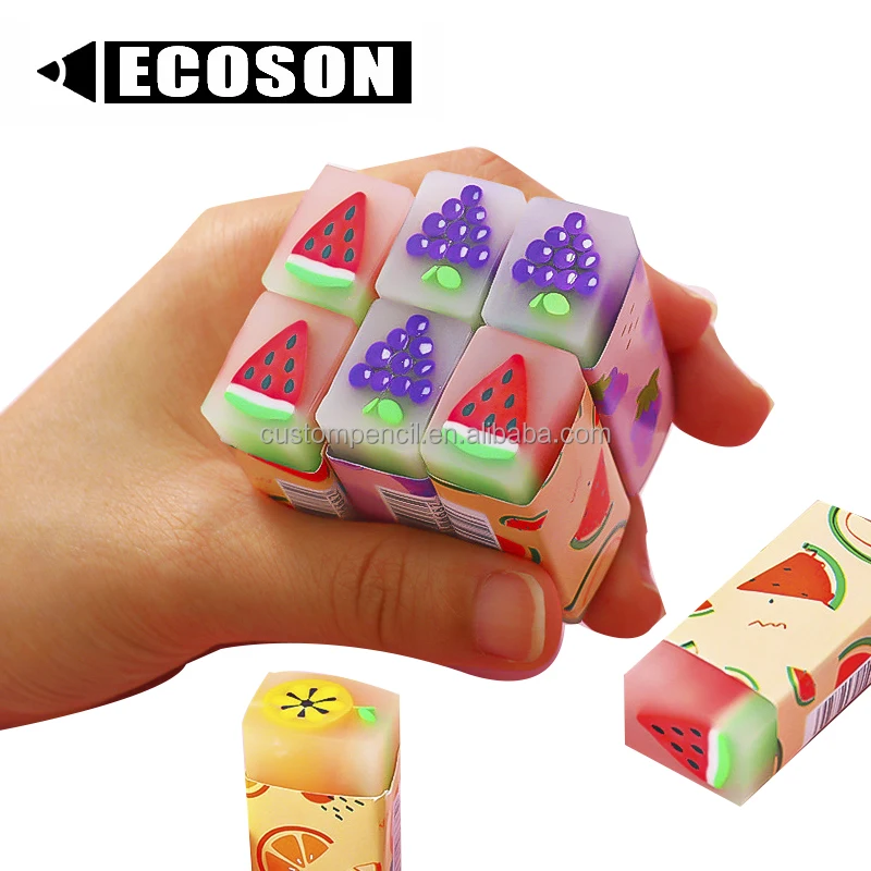 Оптовая продажа, милые ластики с фруктами, прозрачный ароматизированный ластик из ПВХ, школьные принадлежности, канцелярские принадлежности, подарки, ластик для детей
