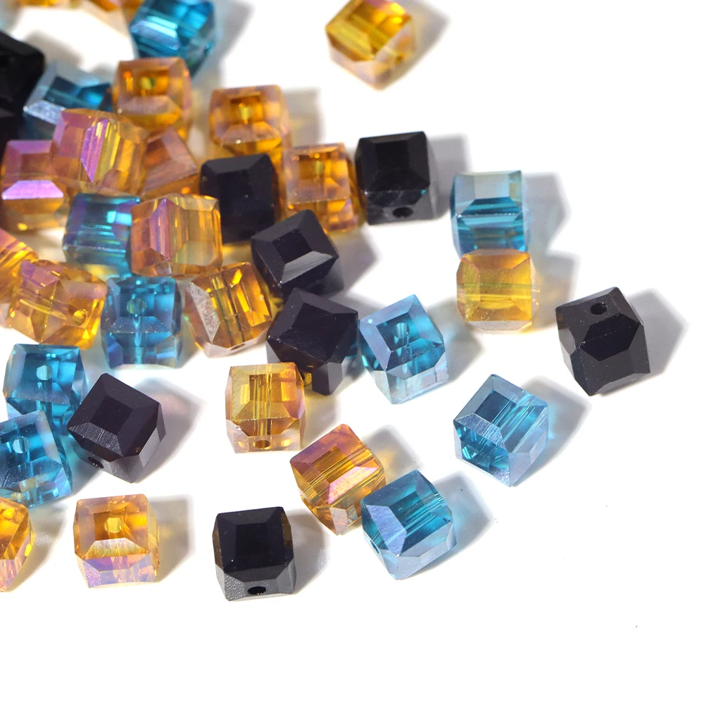 6mm 8mm 10mm Faceted Cube Crystal Square Glass Beads For Women Charms DIY Necklace Bracelet Earrings Jewelry Making